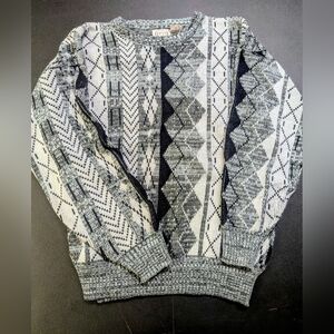 F.C.O Black and Gray Grandpa Geometric Crewneck Sweater Size L